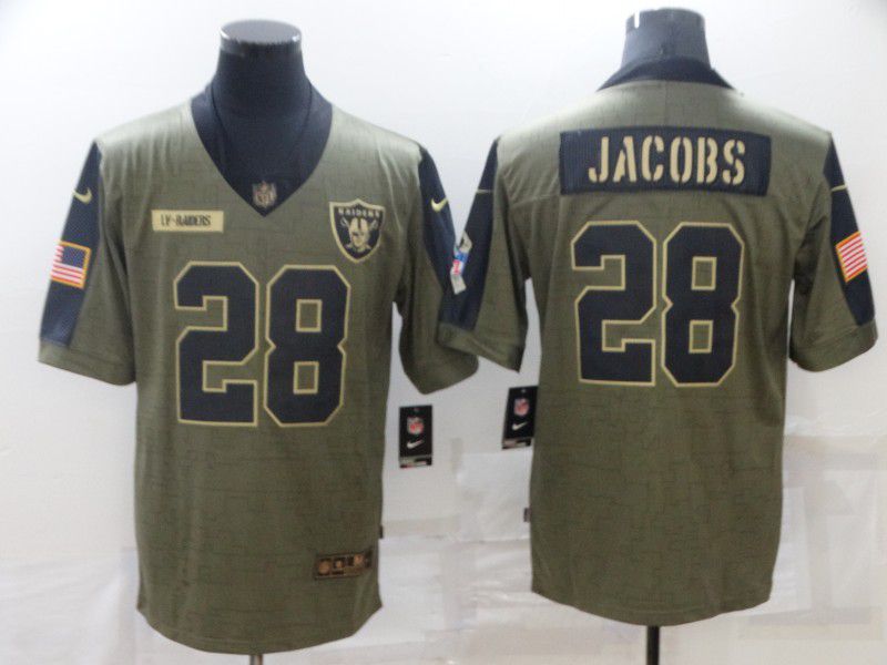 Men Oakland Raiders 28 Jacobs green Nike Olive Salute To Service Limited NFL Jerseys